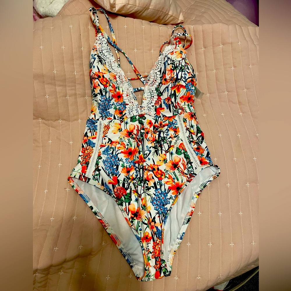 Lucky Brand swimwear- floral one piece. Size medium-NEW WITH TAGS